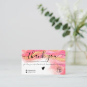 ピンクの水色金ゴールドグリッターのロ感謝していゴの順序 名刺 (スタンド正面)