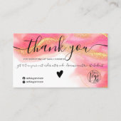 ピンクの水色金ゴールドグリッターのロ感謝していゴの順序 名刺 (正面)