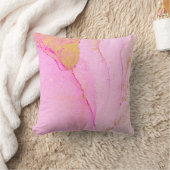 ピンクの水色金ゴールドグリッター抽象芸術 クッション (ブランケット)