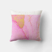 ピンクの水色金ゴールドグリッター抽象芸術 クッション (裏面)