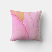 ピンクの水色金ゴールドグリッター抽象芸術 クッション (正面)