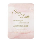 ピンクの水色金ゴールドタイプ結婚式の日付を保存 マグネット (縦)