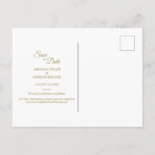 ピンクの水色金ゴールドタイプ結婚式の日付を保存 案内ポストカード (裏面)