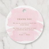 ピンクの水色金ゴールドポップ・アートのとき彼女のポップメッセージカード フェイバータグ (裏面)