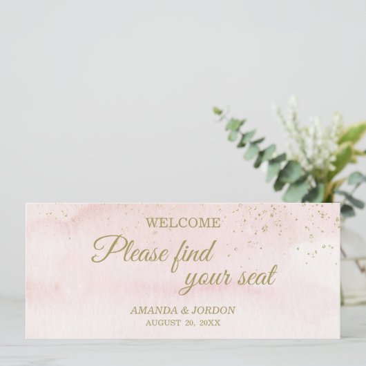 ピンクの水色金ゴールド型シーティングチャートヘッダー (スタンド正面)