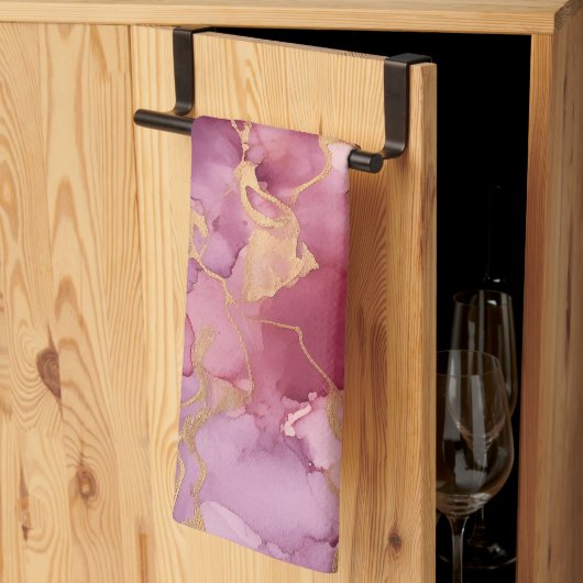 ピンクの水色 キッチンタオル (三つ折り)