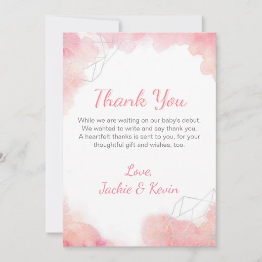 ピンクの水色 サンキューカード (正面)