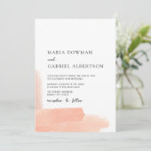 ピンクの水色。シンプルデリテモダン結婚ィス 招待状 (スタンド正面)