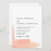 ピンクの水色。シンプルデリテモダン結婚ィス 招待状 (正面/裏面)