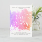 ピンクの水色、ヒトデの結婚カップルのシャワー 招待状 (スタンド正面)