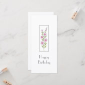 ピンクの水色、ペンとインクのフローラステムカード カード (正面/裏面インサイチュ)