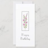 ピンクの水色、ペンとインクのフローラステムカード カード (正面)