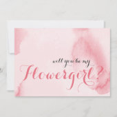 ピンクの水色 |私のフラワーガールになりませんか? 招待状 (正面)