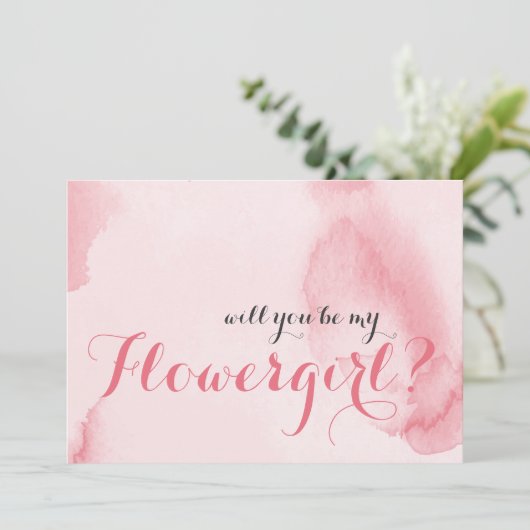 ピンクの水色 |私のフラワーガールになりませんか? 招待状 (スタンド正面)