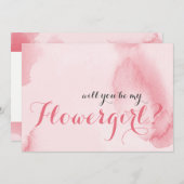ピンクの水色 |私のフラワーガールになりませんか？ 招待状 (正面/裏面)