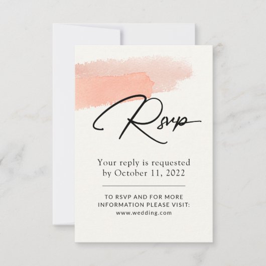 ピンクの水色。繊細シンプルなロマン結婚ティック 出欠カード (正面)