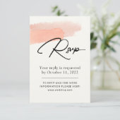 ピンクの水色。繊細シンプルなロマン結婚ティック 出欠カード (スタンド正面)