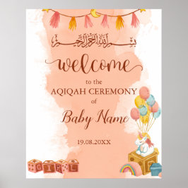 ピンクの水色Aqiqah Aqeeqahポスターのサイン ポスター