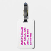 ピンクの水辺バレーボール ラゲッジタグ (裏面縦)