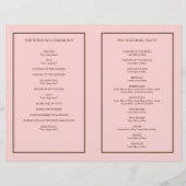 ピンクの永遠のオークの木の茶色のシンプル結婚式プログラム (裏面)