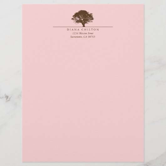 ピンクの永遠のオークの木エレガントのカスタム秋 レターヘッド (正面)