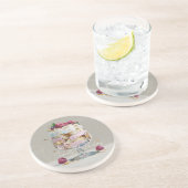 ピンクの油絵ケーキ フラワー 誕生日パーティー コースター (側面)