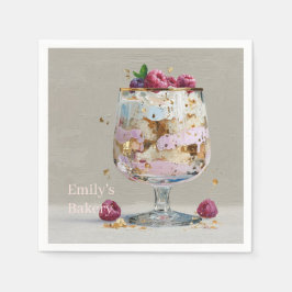 ピンクの油絵ケーキ フラワー 誕生日パーティー スタンダードカクテルナプキン