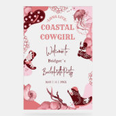 ピンクの沿岸女性のカーボーイバチェロレッテ歓迎パーティー アクリルサイン (正面)