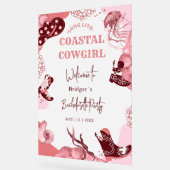 ピンクの沿岸女性のカーボーイバチェロレッテ歓迎パーティー アクリルサイン (傾斜)