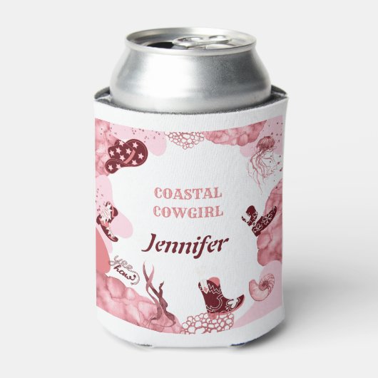 ピンクの沿岸女性のカーボーイ缶クーラー 缶クーラー (缶正面)