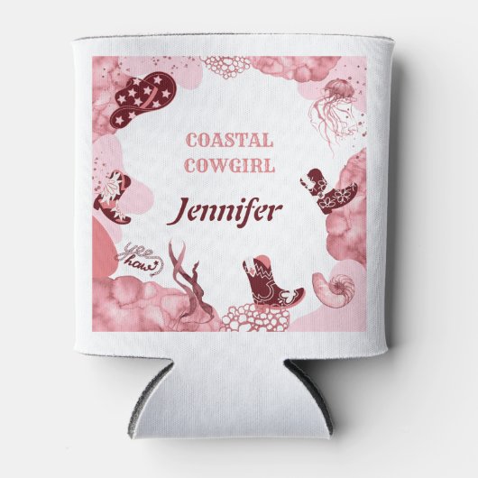 ピンクの沿岸女性のカーボーイ缶クーラー 缶クーラー (正面)