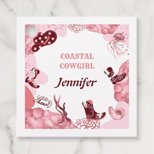 ピンクの沿岸女性のカーボーイ フェイバータグ (正面)