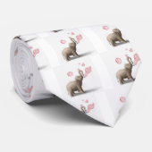 ピンクの泡を吹いているかわいい象 ネクタイ (ロール)