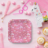 ピンクの泡パターン ペーパープレート (パーティー)