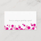 ピンクの泡パター結婚ンの座席表 プレイスカード (裏面)