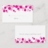 ピンクの泡パター結婚ンの座席表 プレイスカード (正面/裏面)