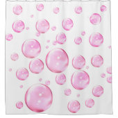 ピンクの泡（白） シャワーカーテン (正面)