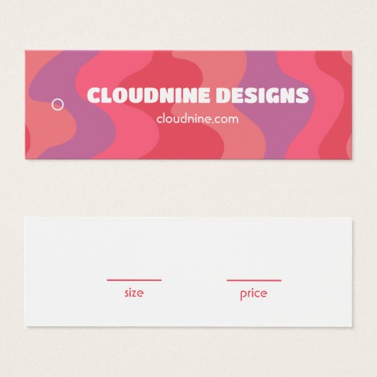ピンクの波の服のサイズ価格のハンガカード (正面&裏面)