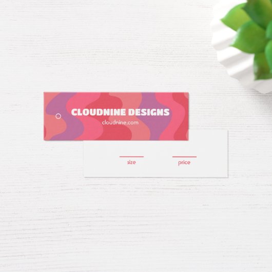 ピンクの波の服のサイズ価格のハンガカード (デスク)