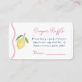 ピンクの波の縁どシトラスおむつラッフルベビーシャワー エンクロージャーカード (正面)