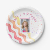 ピンクの波スターズガールバースデーパーティーの写真 ペーパープレート (正面)