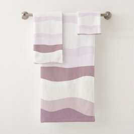 ピンクの波ストライプ状 バスタオルセット