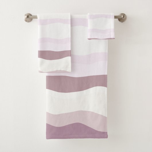 ピンクの波ストライプ状 バスタオルセット (インサイチュ)