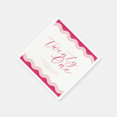 ピンクの波状の湾曲した波状の女の子21st誕生日 スタンダードカクテルナプキン (角)