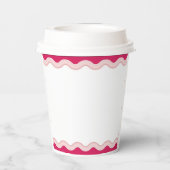 ピンクの波状の湾曲した波状の女の子21st誕生日 紙コップ (裏面)