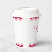 ピンクの波状の湾曲した波状の女の子21st誕生日 紙コップ (右)