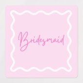 ピンクの波状の美的な花嫁メイドとメイド・オブ・オーナー（花嫁付き添い人） ラベル (デザイン1)