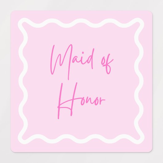 ピンクの波状の美的な花嫁メイドとメイド・オブ・オーナー（花嫁付き添い人） ラベル (デザイン2)