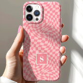 ピンクの波状チェックモノグラム Case-Mate iPhoneケース