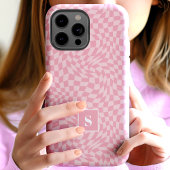 ピンクの波状チェックモノグラム Case-Mate iPhoneケース